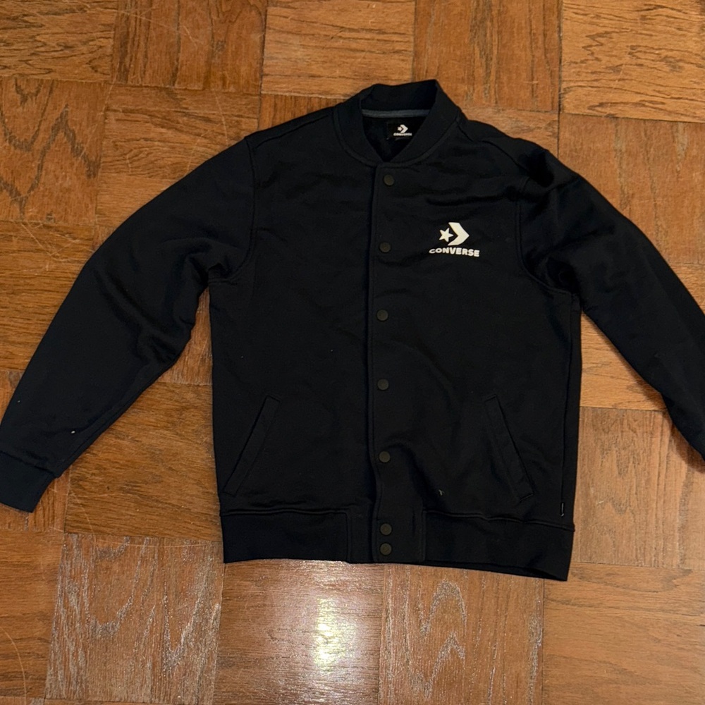 Converse Men's Black Bomber Sweatshirt Jacket Size Large